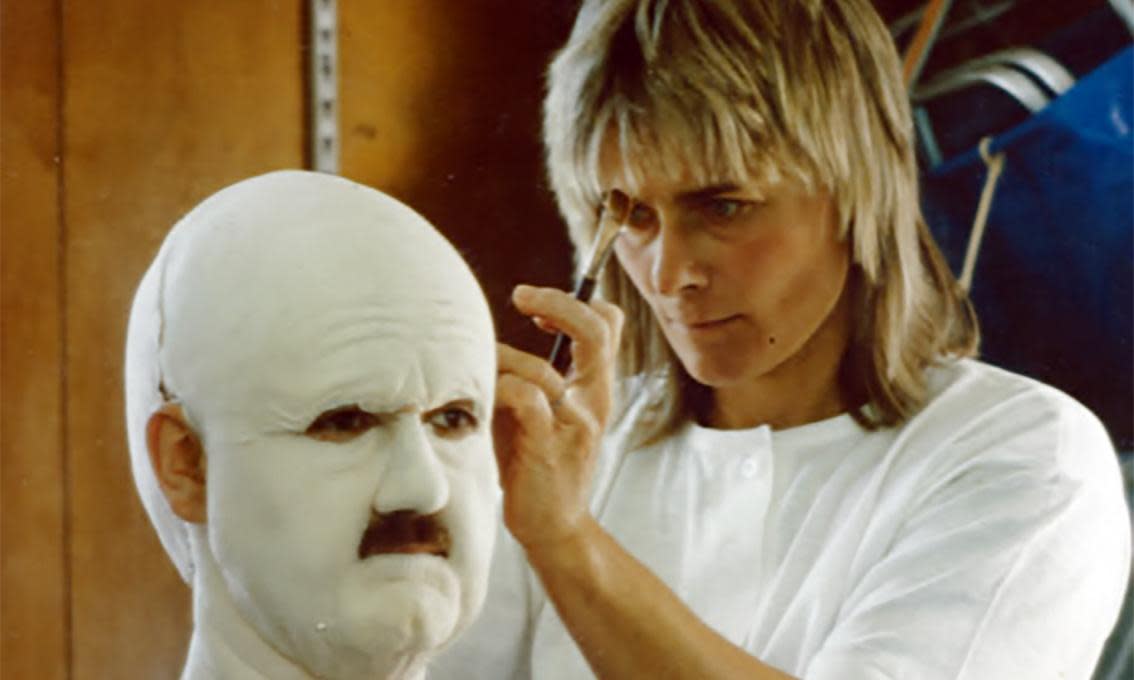 <span>Lisa Westcott at work on David Haig for Portrait of a Marriage, BBC Two (1990).</span><span>Photograph: Jeremy Ancock</span>