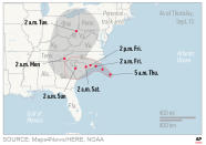 UPDATED THU 5 A.M. Map shows probable path of Hurricane Florence. ; 1c x 2 1/2 inches; 46.5 mm x 63 mm;