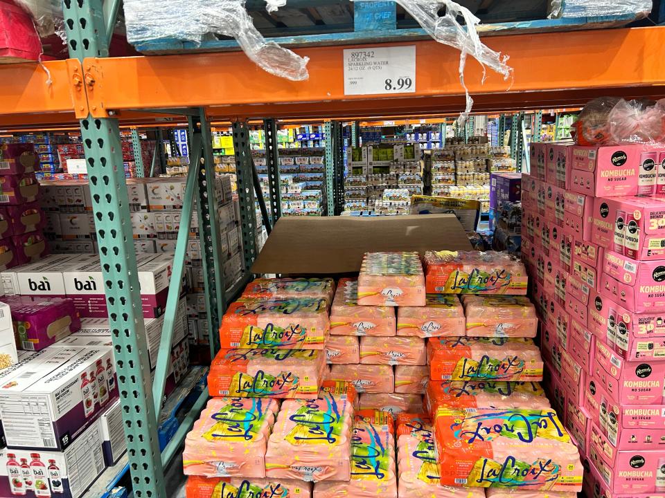 bulk cases of lacroix on the shelves at costco