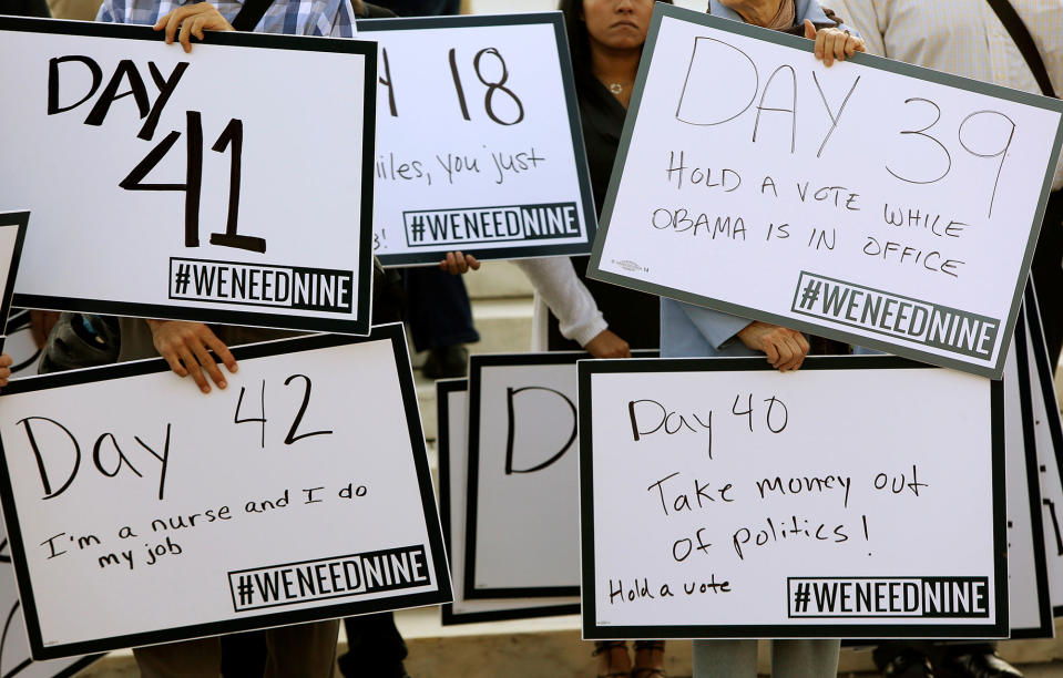 ‘We Need Nine’ group at the US Supreme Court