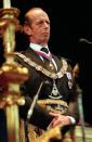 <p>The Duke of Kent became a freemason in 1963, and was elected a Grand Master in 1967. Here, he celebrates the 275th anniversary of the formation of the first Grand Lodge in England at Earl's Court, and the 25th anniversary of his appointment as Grand Master. </p>