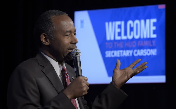 Housing a Urban Development Secretary Ben Carson speaks to HUD employees in Washington Monday. (Photo: Susan Walsh/AP)