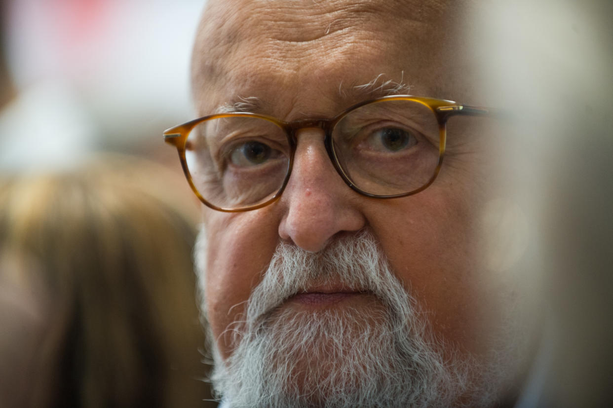 KRAKOW, POLAND - 2018/05/30: Polish Composer and Grammy Winner, Krzysztof Penderecki attends a press conference during the 11st Film Music Festival in Krakow. (Photo by Omar Marques/SOPA Images/LightRocket via Getty Images)