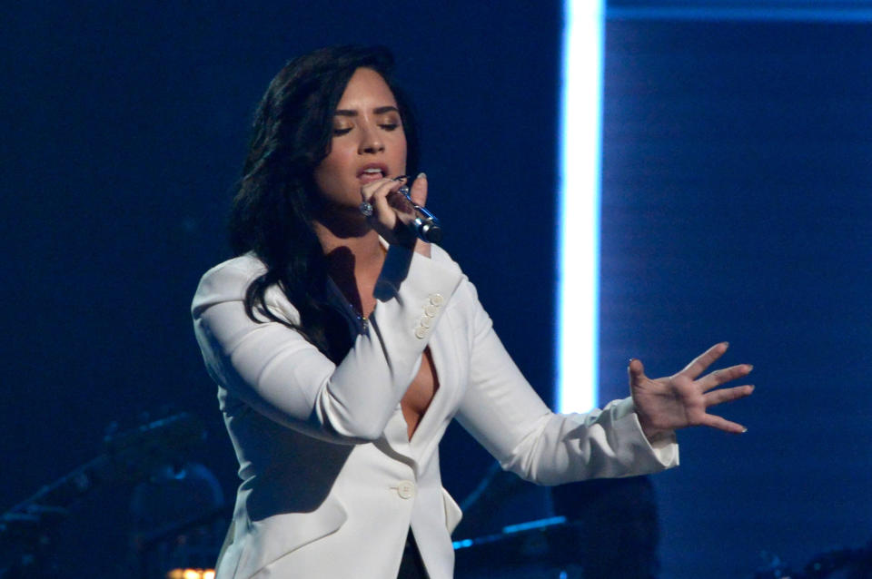 LOS ANGELES, CA - FEBRUARY 15:  Singer Demi Lovato performs onstage during The 58th GRAMMY Awards at Staples Center on February 15, 2016 in Los Angeles, California.  (Photo by Lester Cohen/WireImage)