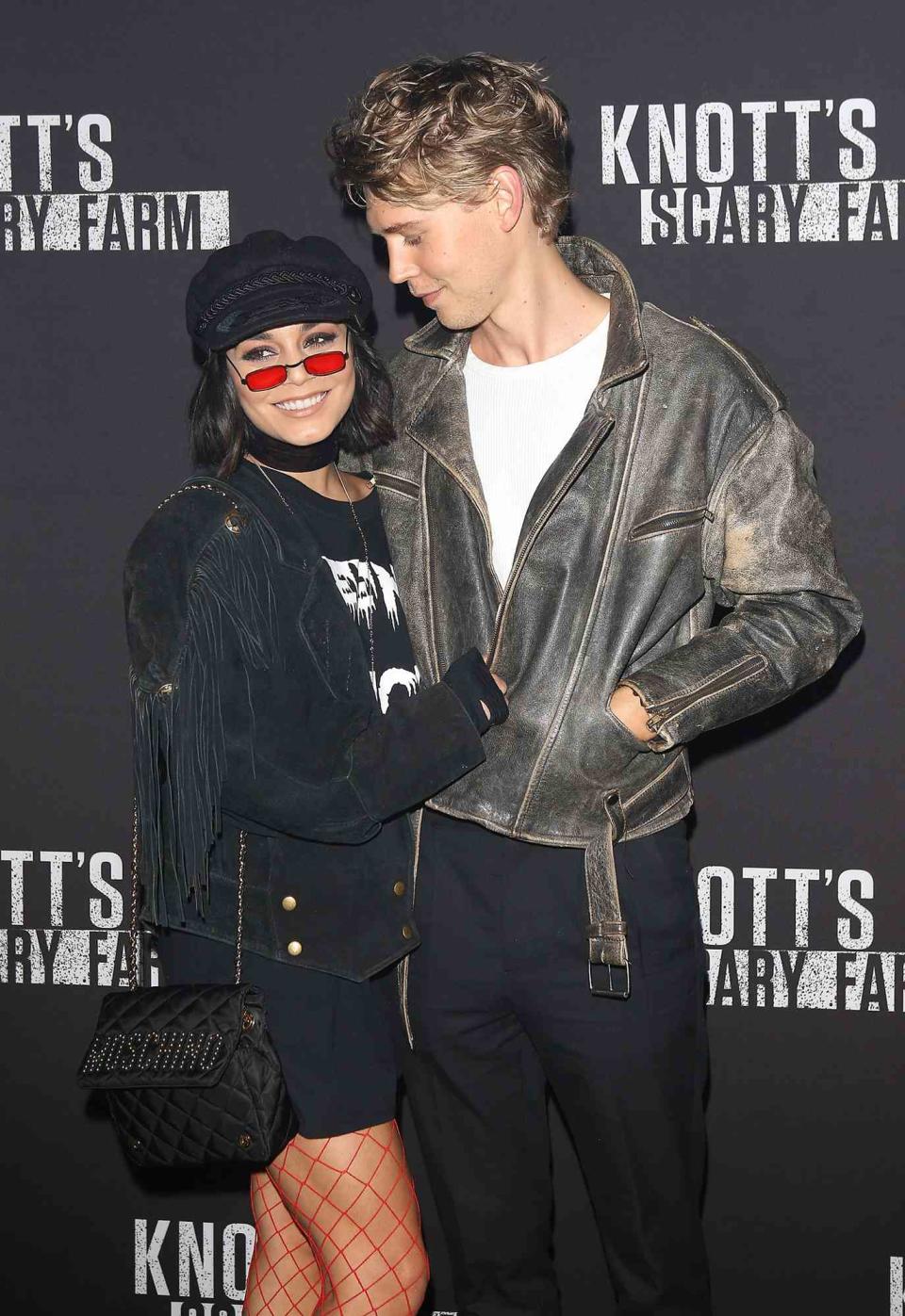 Vanessa Hudgens and Austin Butler arrive at Knott's Scary Farm and Instagram's Celebrity Night held at Knott's Berry Farm on September 29, 2017 in Buena Park, California