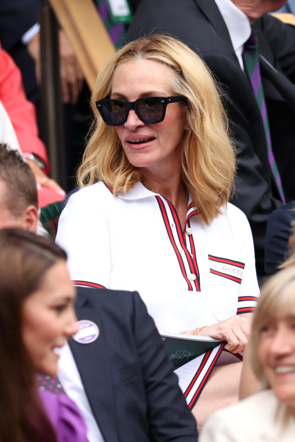 Julia Roberts in a Gucci, Tenniscore and polo dress at Wimbledon in London on July 14th