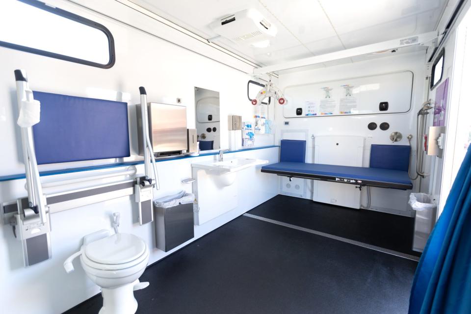 Each Momentum Refresh vehicle includes a wheelchair lift, a universal changing table that can accommodate adults, a build-in hoist and an accessible toilet and sink.