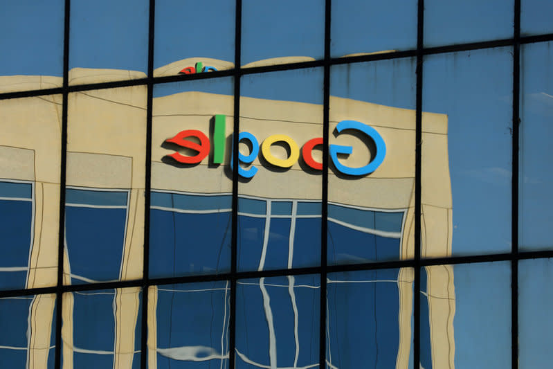 FILE PHOTO: Google logo on office building in Irvine, California