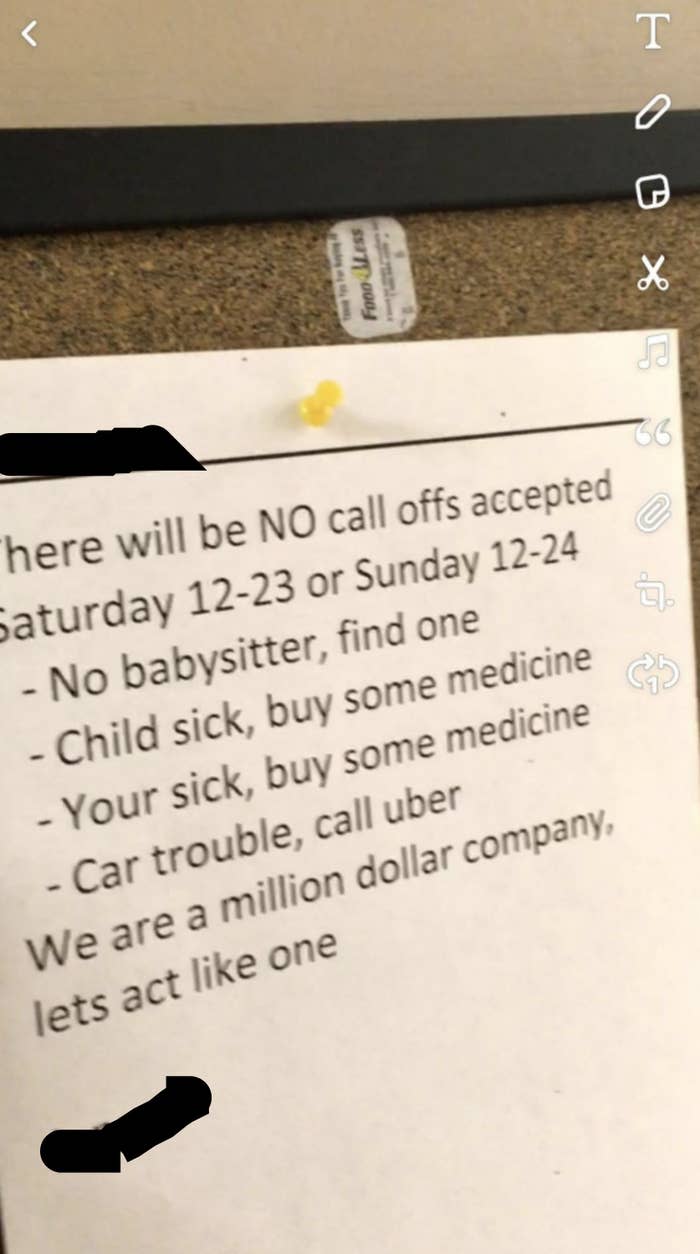 A notice letting people know they have to work on Christmas Eve