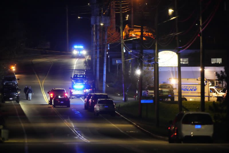 Police respond to an active shooter situation in Lewiston, Maine, Wednesday, Oct. 25, 2023. (AP Photo/Robert F. Bukaty)