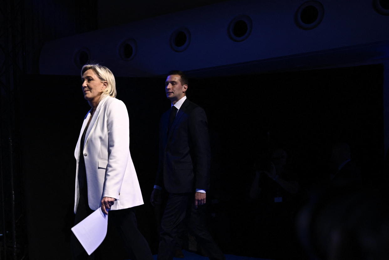 Mouglalis, Ernaux, Piketty... Ces (nombreuses) personnalités pressent la gauche de s’unir (photo de Le Pen et Bardella prise le 9 juin au soir à Paris)