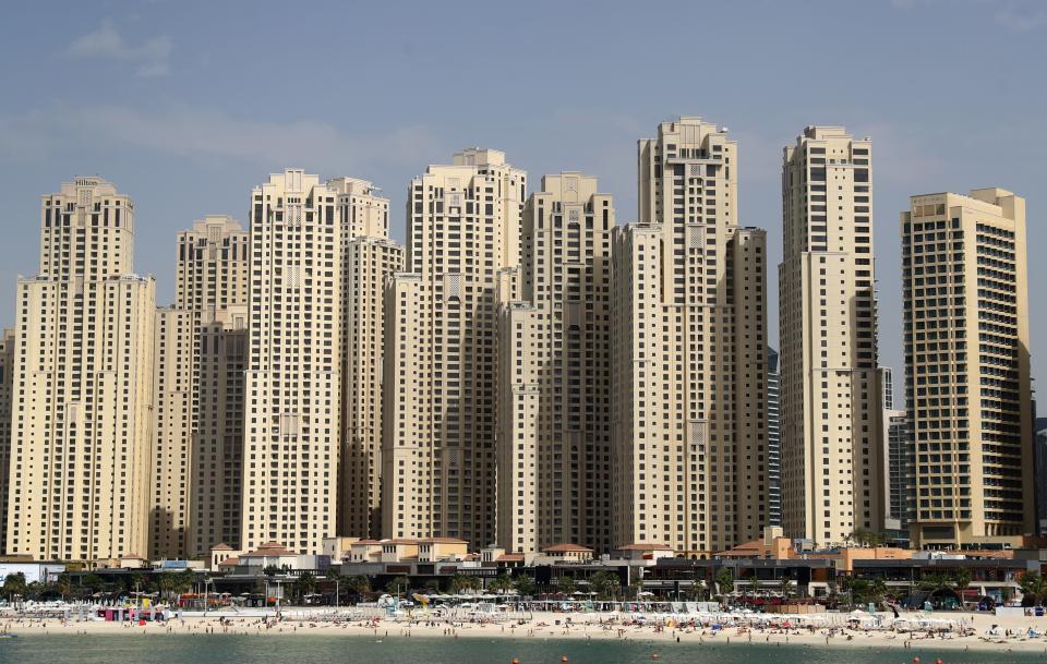 A general view of Jumeirah Beach Residence (JBR) on March 19, 2020 in Dubai, United Arab Emirates.