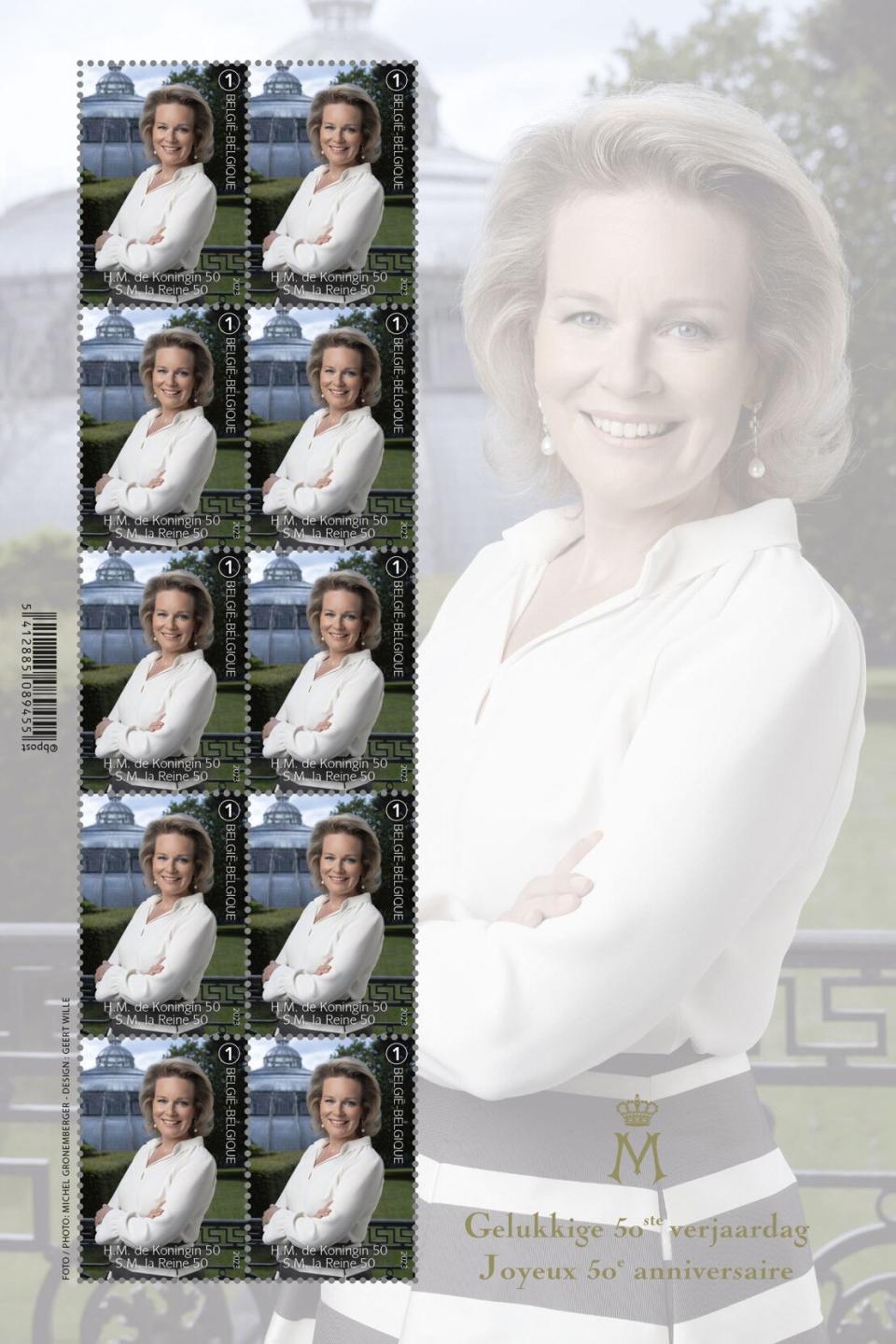 https://press.bpost.be/un-timbre-unique-pour-les-50-ans-de-sa-majeste-la-reine BELGIUM ROYALS QUEEN MATHILDE BIRTHDAY BPOST STAMP