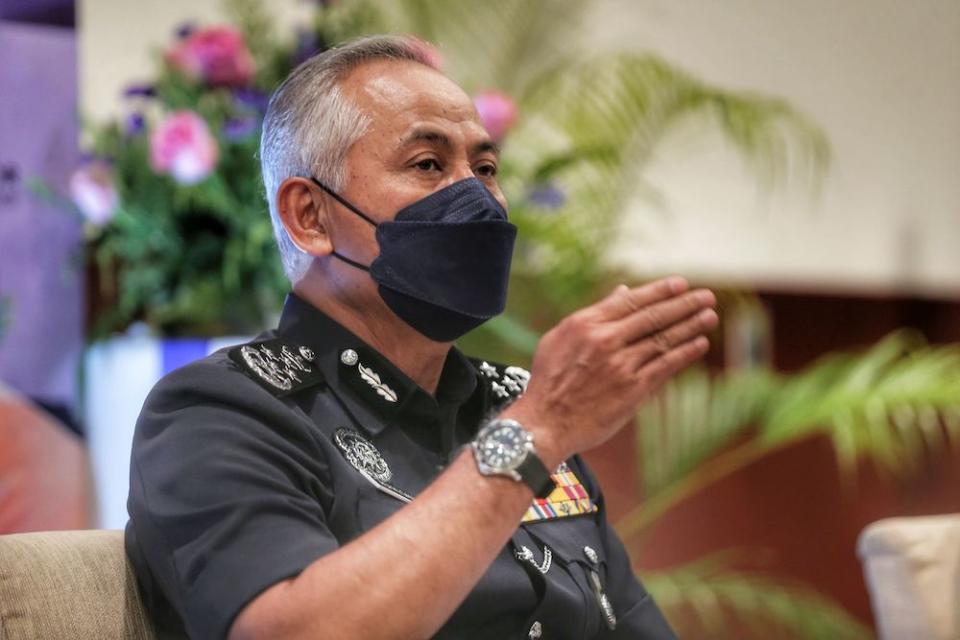 Inspector General Police Datuk Seri Acryl Sany Abullah Sani speaks to media at Berjaya Times Square hotel in Kuala Lumpur November 8, 2021. — Picture by Ahmad Zamzahuri