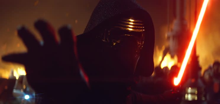 Adam Driver as Kylo Ren in <em>The Force Awakens</em>. (Photo: Disney/Lucasfilm)<br>