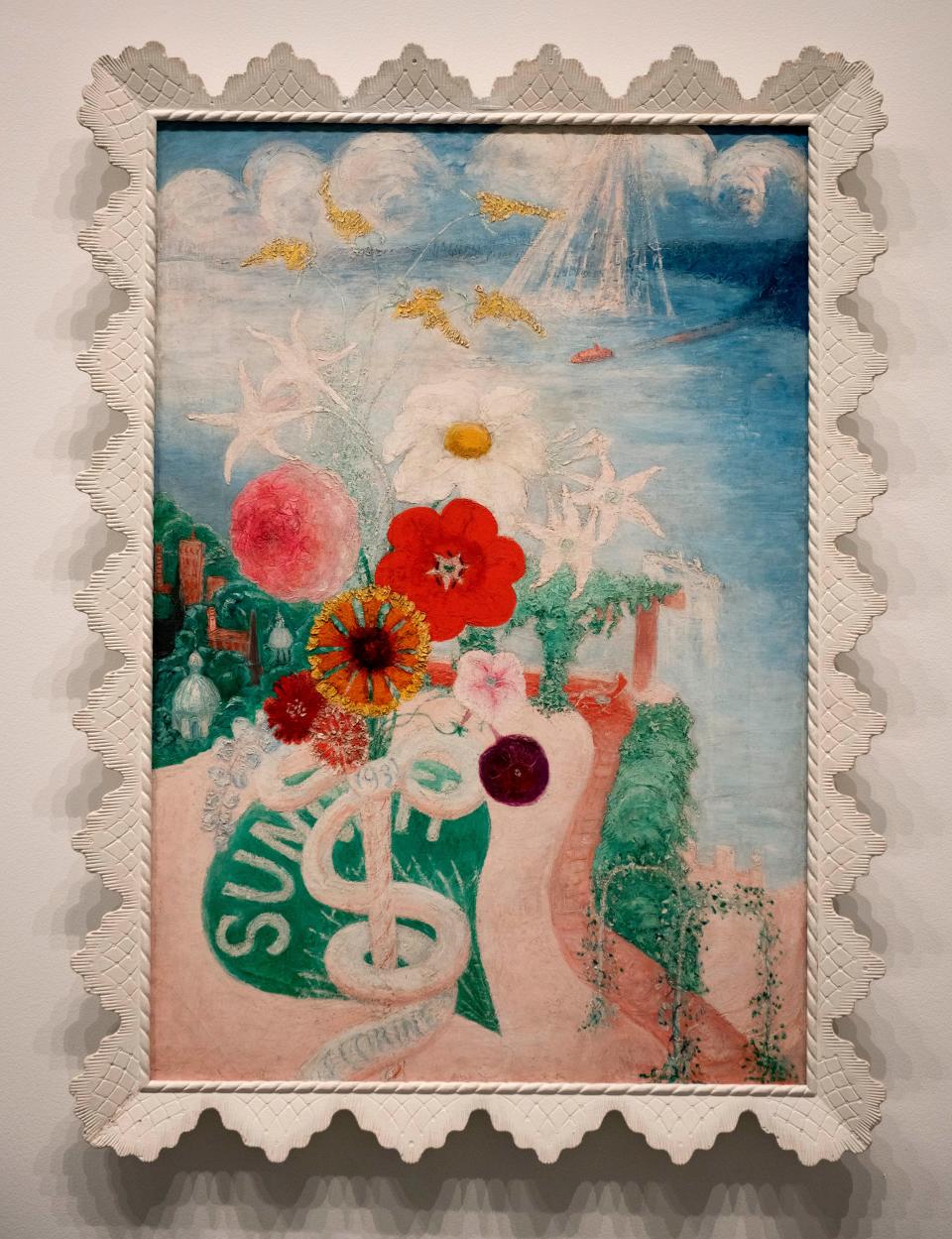 Sun, 1931, oil on canvas with frame by Florine Stettheimer is at the At the Dawn of a New Age: Early Twentieth-Century American Modernism exhibit the Norton from March 18 through July 16, 2023 in West Palm Beach. 