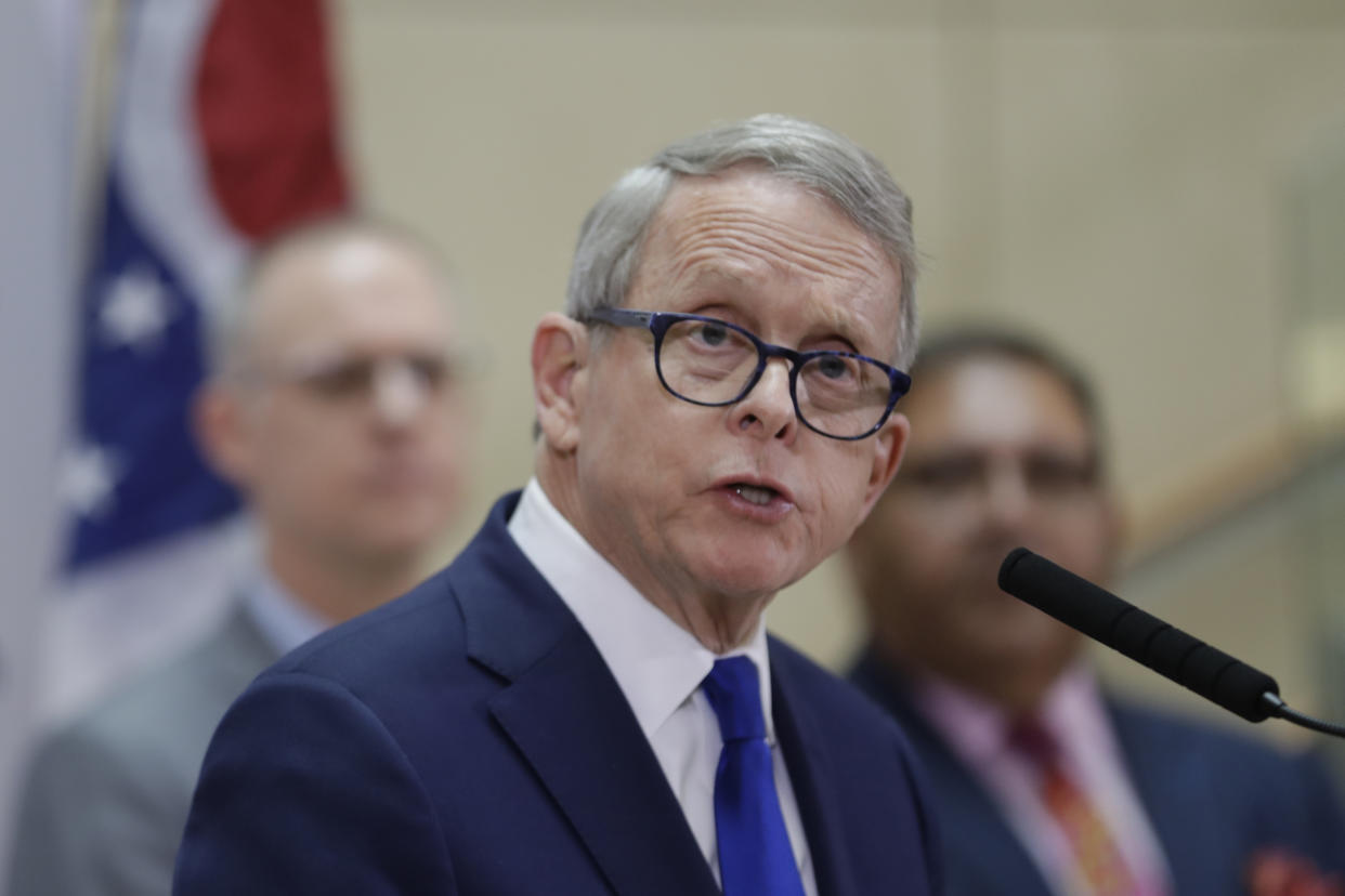 Ohio Governor Mike DeWine gives an update at MetroHealth Medical Center on the state's preparedness and education efforts to limit the potential spread of a new virus which caused a disease called COVID-19 on Feb. 27, 2020, in Cleveland. (Tony Dejak/AP)