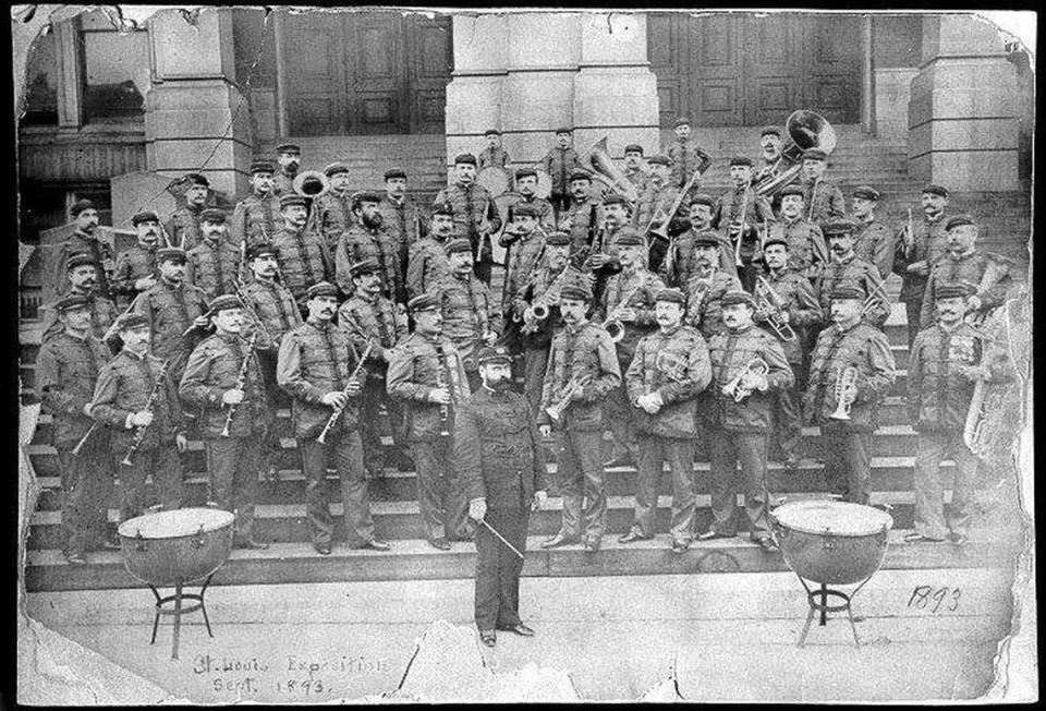 John Philip Sousa and his band are shown at a performance in 1893.