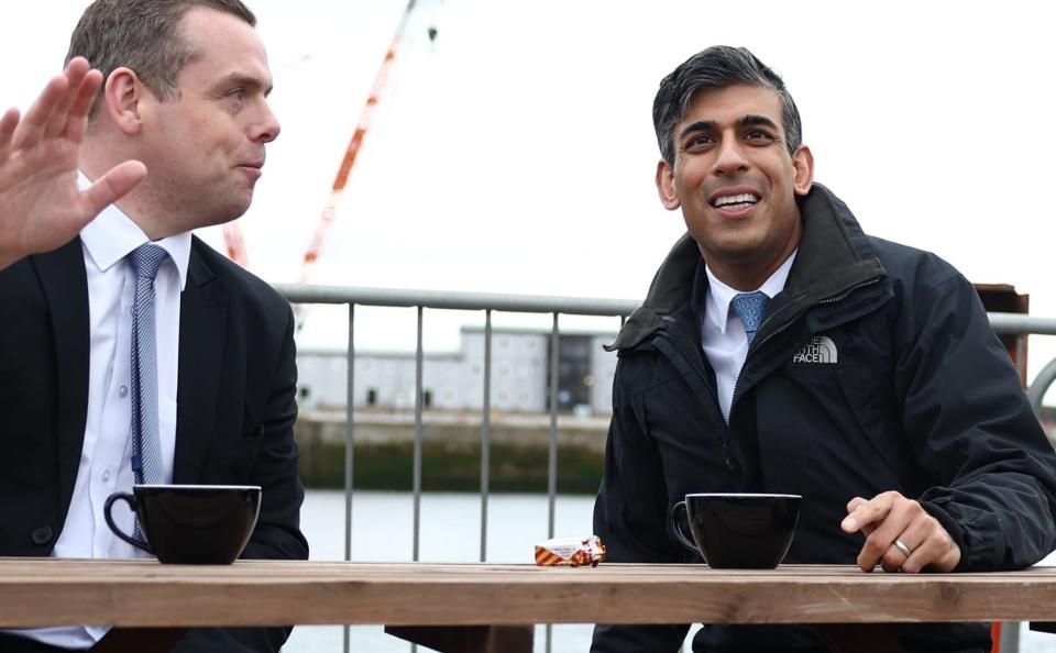 Rishi Sunak on a visit to Port of Nigg in Scotland on May 23