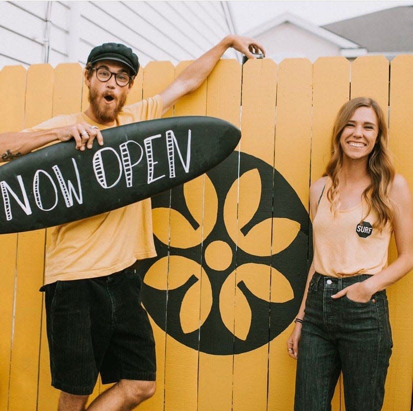 Kayla Zappone, right, owns Where Salt Meets Soul Surf Stop in St. Augustine Beach. Her brother, Alec, left, runs the WSMS Surf, Art and Music camp, for kids ages of 8-14.