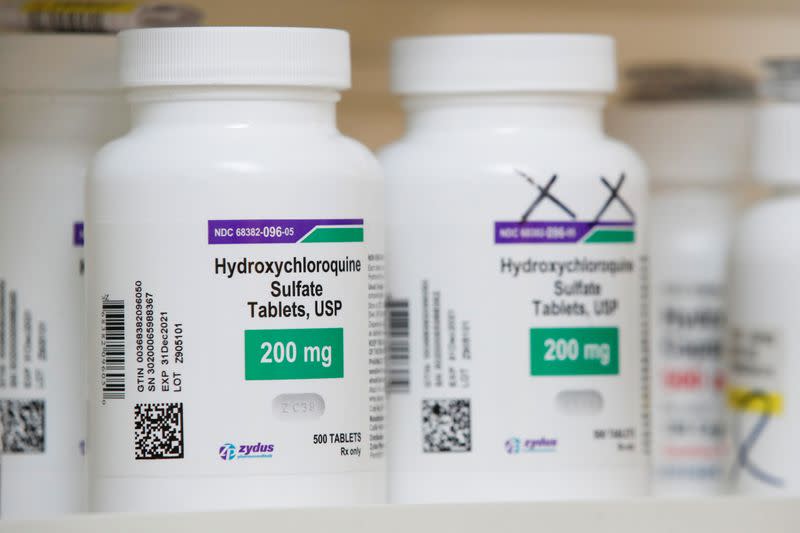 The drug hydroxychloroquine, pushed by U.S. President Donald Trump and others in recent months as a possible treatment to people infected with the coronavirus disease (COVID-19), is displayed in Provo