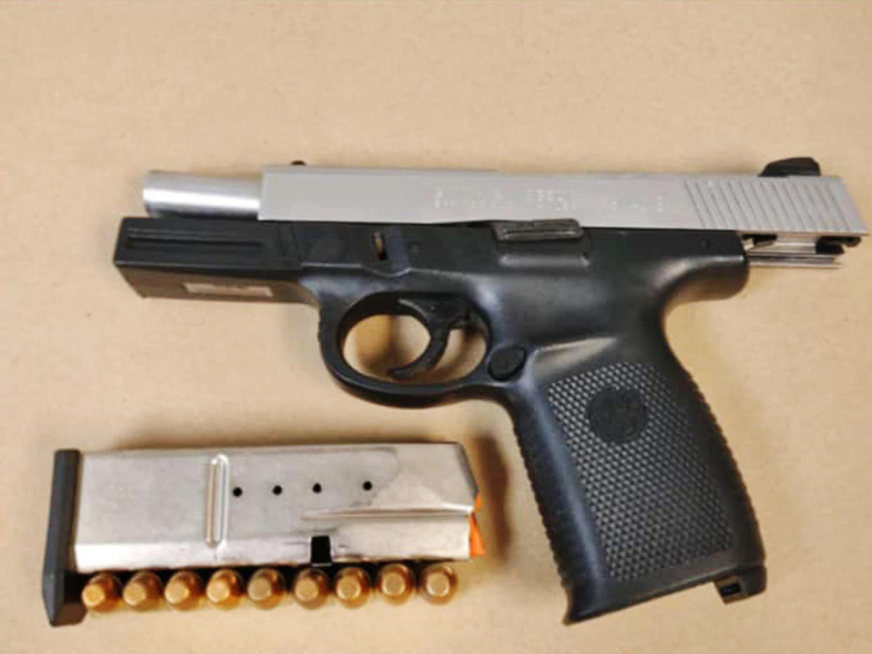 The .40-caliber semi-automatic handgun recovered at the scene. (Pinellas County Sheriff's Office)