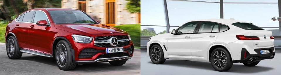 圖／M-Benz GLC Coupe GLC300 4MATIC與BMW X4 xDrive30i M Sport豪華運動休旅君子之爭。