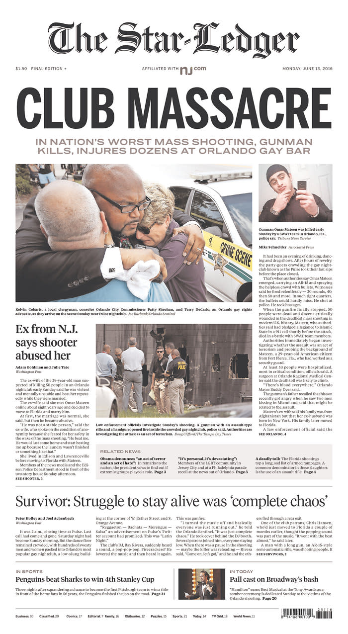 <p>The Star-Ledger<br> Published in Newark, N.J. USA. (newseum.org) </p>