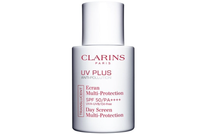 Clarins UV Plus SPF50++++ Neutral, 30ml comes in a white bottle with red fonts. 