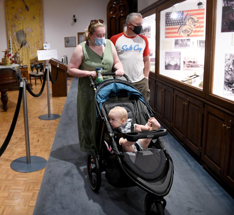 Deacon Jett visits the Wm. McKinley Presidential Library & Museum in 2020 with his mother Hannah Freshour and grandfather Bob Freshour of Canton Township.