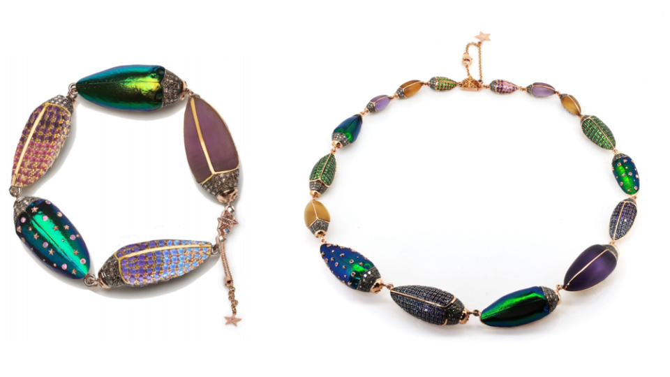 Bibi Van Der Velden Gem-Set Scarab Bracelet and Necklace