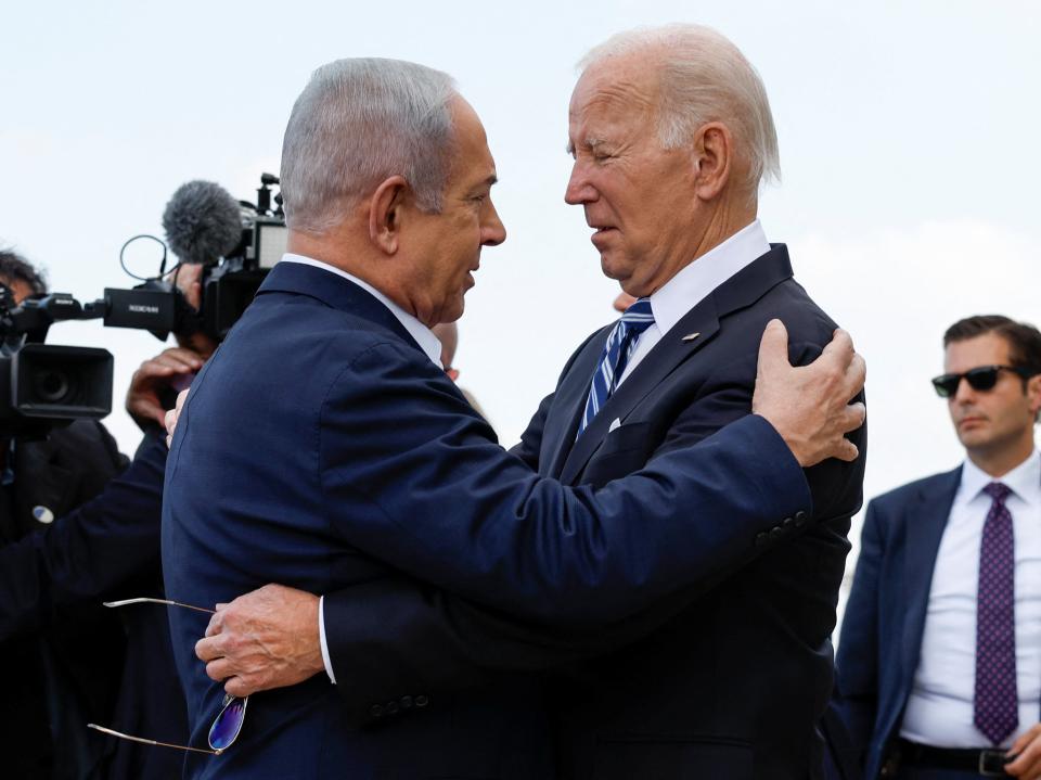 President Joe Biden is welcomed by Israeli Prime Minster Benjamin Netanyahu (REUTERS)