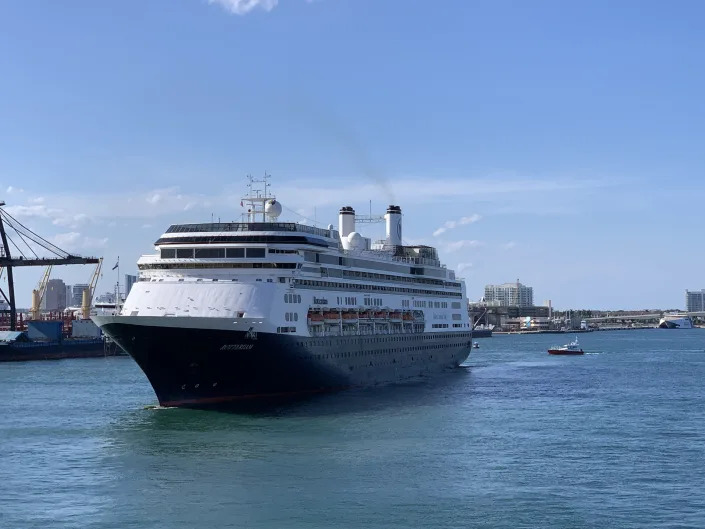 The Zaandam cruise ship pulls into Port Everglades Port Everglades.