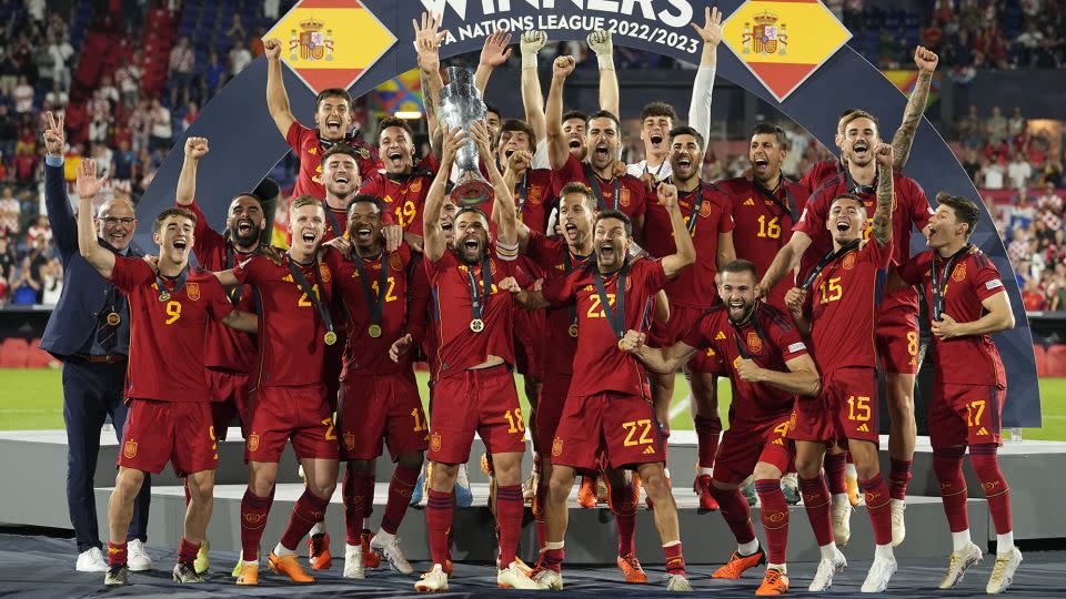 Spain lifts its first international trophy for 11 years after beating Croatia. - Martin Meissner/AP