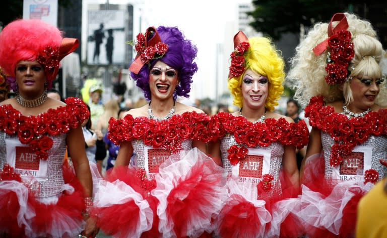 The Sao Paulo Gay Pride parade's theme is, "Gender identity law, NOW! Everyone together against transphobia!"