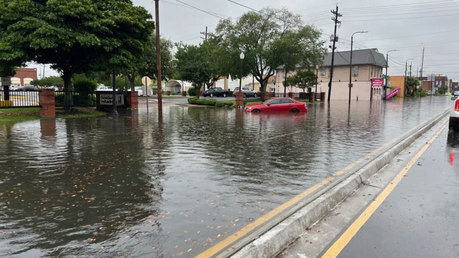 Car stalled on Tulane Avenue in New Orleans on Wednesday, April 10, 2024. (WGNO/Cole Walker)