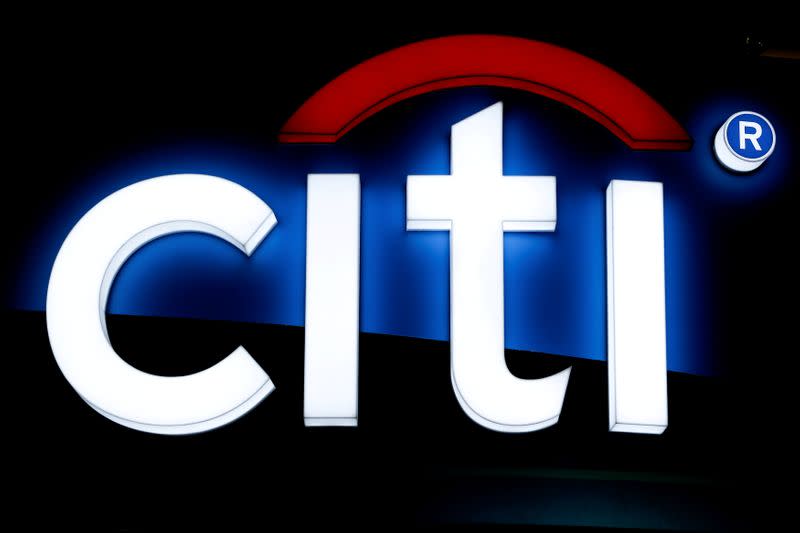 FILE PHOTO: The logo of Citi bank is pictured at an exhibition hall in Bangkok