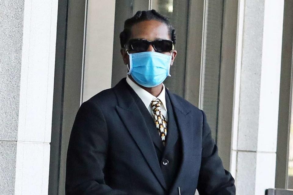 <p>BACKGRID</p> A$AP Rocky leaves court in Los Angeles on Nov. 8, 2023