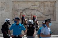 Rally commemorating May Day, in Athens