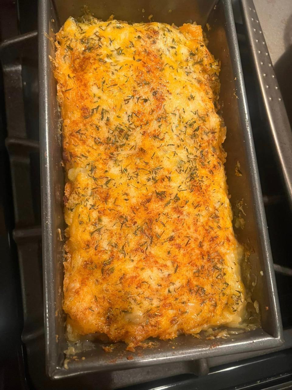 Robyn Ruscus of Toms River uses Thanksgiving leftovers in a casserole that is topped with cheese.