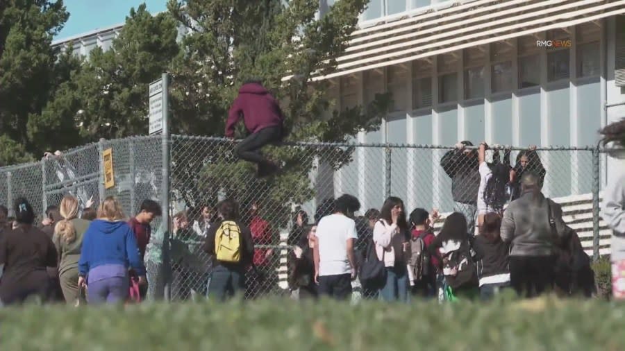 A social media threat towards a high school in Woodland Hills sent the student body into a panic, eliciting a massive police presence and causing hundreds of parents to rush to the school on Mar. 12, 2024. (RMGNews)