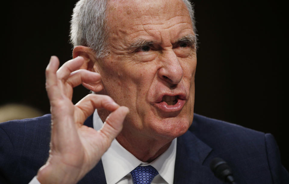 U.S. Director of National Intelligence Daniel Coats testifies at a Senate Intelligence Committee hearing on his interactions with the Trump White House and on the Foreign Intelligence Surveillance Act on June 7, 2017.