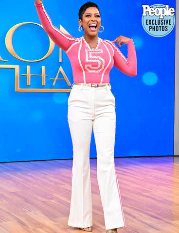 <p>Courtesy of Tamron Hall</p> Tamron Hall on the set of her nationally syndicated daytime talk show