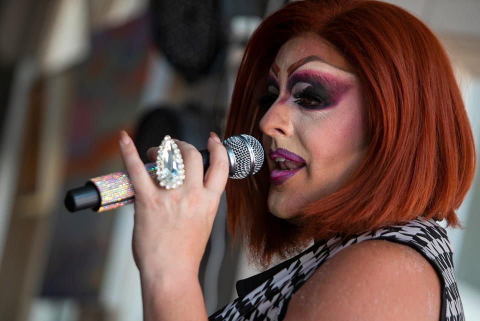 Alyssa Lemay performs a song Saturday, April 15, 2023, while hosting the weekly Drag Queen Karaoke Brunch at The Standard restaurant in downtown Fort Myers. The event normally runs from 11 a.m. - 3 p.m. 