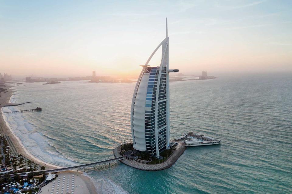 Exterior of the Burj Al Arab Jumeirah hotel in Dubai