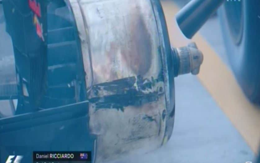 Ricciardo's burning brakes - Credit: Sky Sports F1