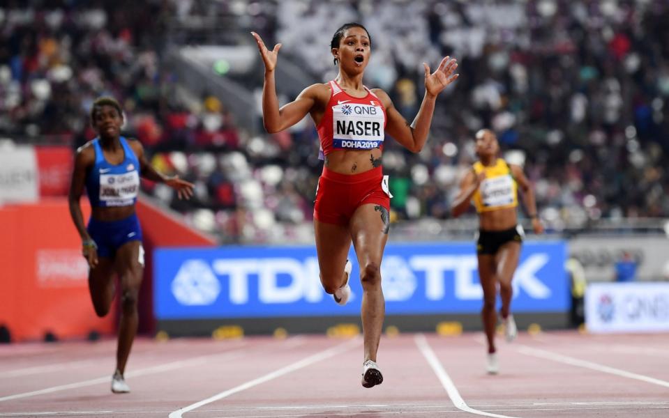 Salwa Eid Naser wins the Women's 400m final at the 2019 IAAF Athletics World Championships - AFP