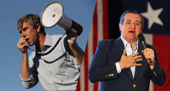 Beto O’Rourke, left, and Ted Cruz. (Photos: Chip Somodevilla/Getty Images, Justin Sullivan/Getty Images)