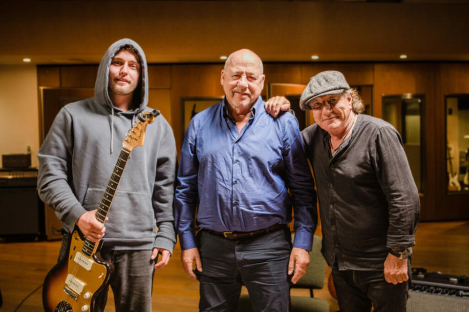 Sam Fender, Mark Knopfler and Brian Johnson (Picture: Press)