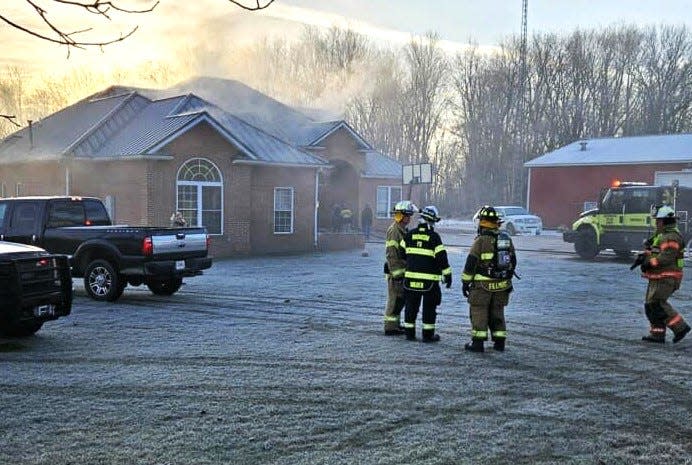 Bronson Firefighters at the 293 West Southern Road fire Monday morning. Electrical issues in the attic caused $75,000 damage.